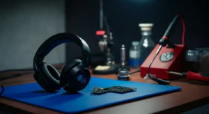 headset gamer com mau contato solda no potenciometro