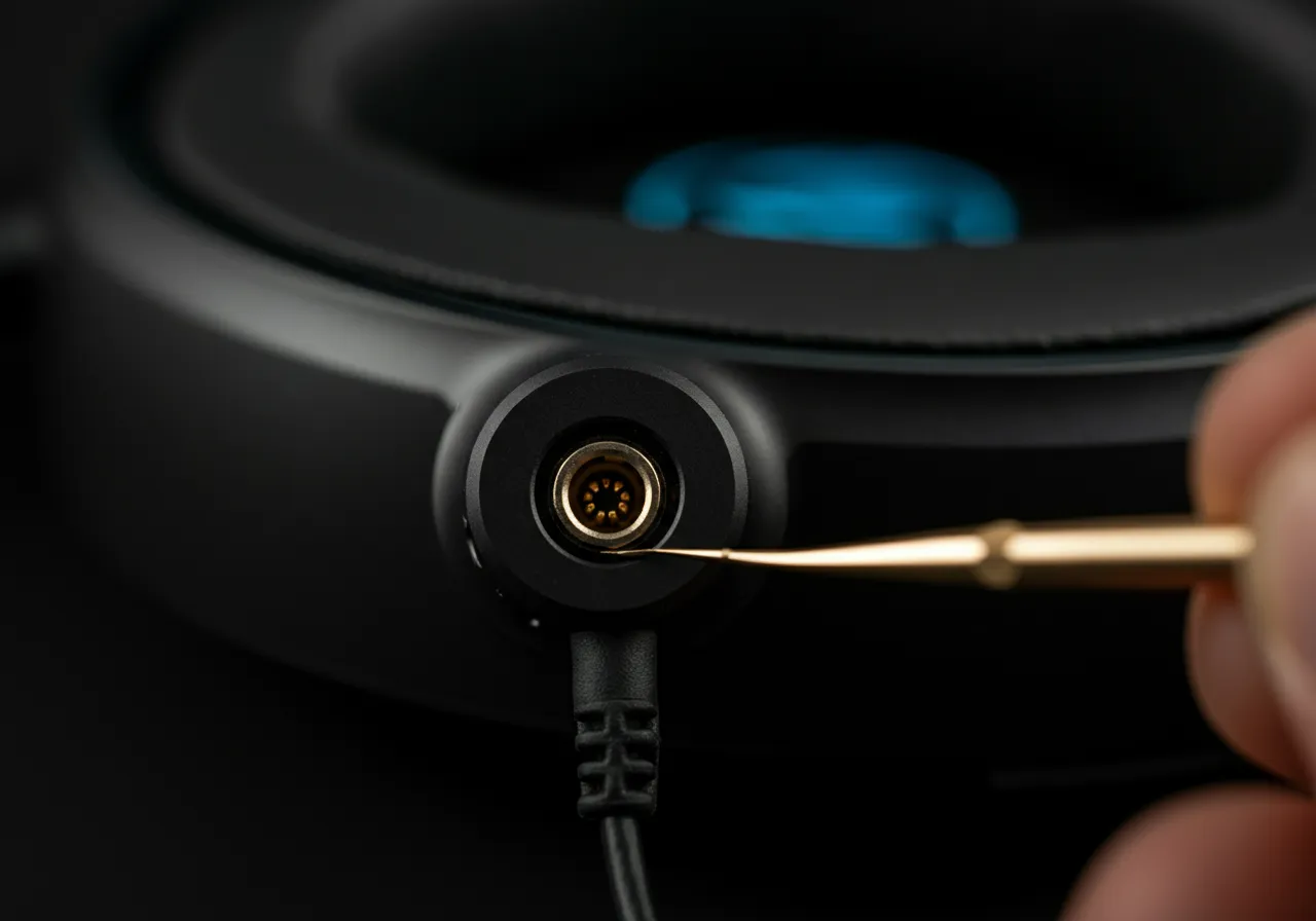 headset gamer com mau contato solda no potenciometro detalhe tecnico